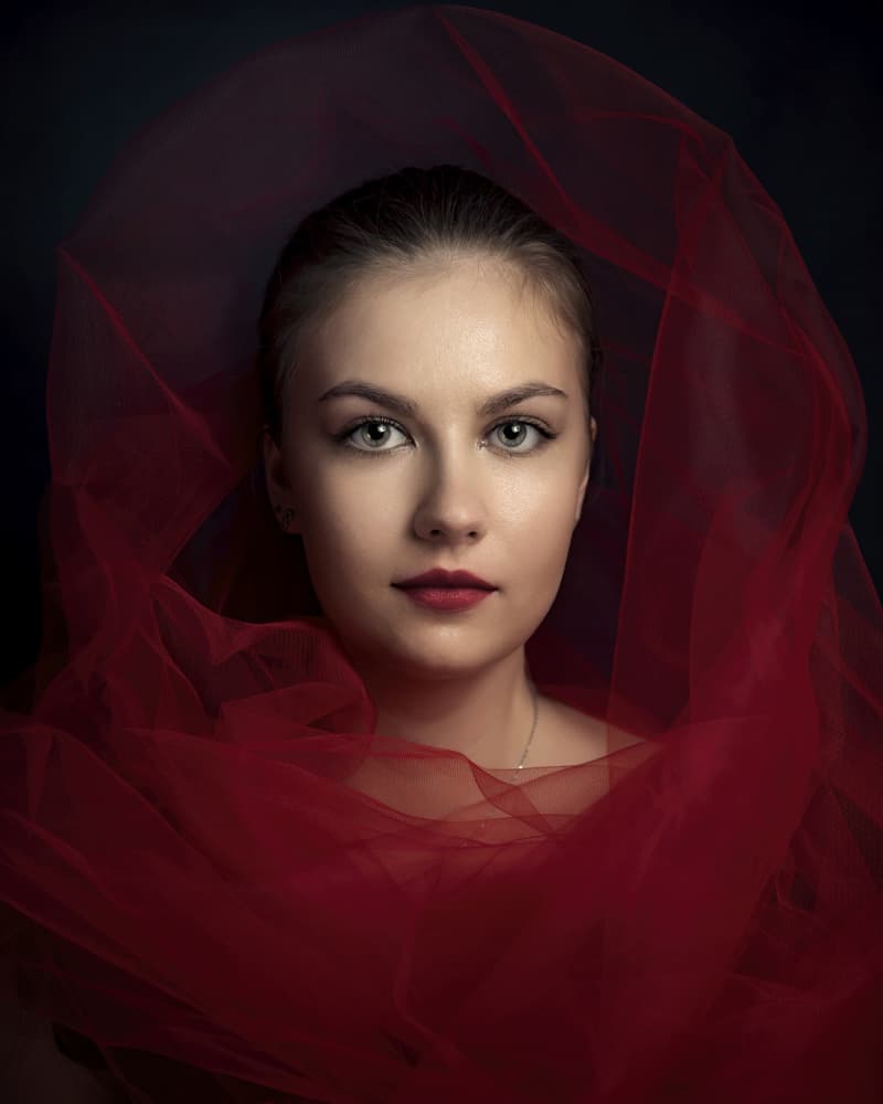 Woman In Red Veil by Lech Radecki — canvas wall art