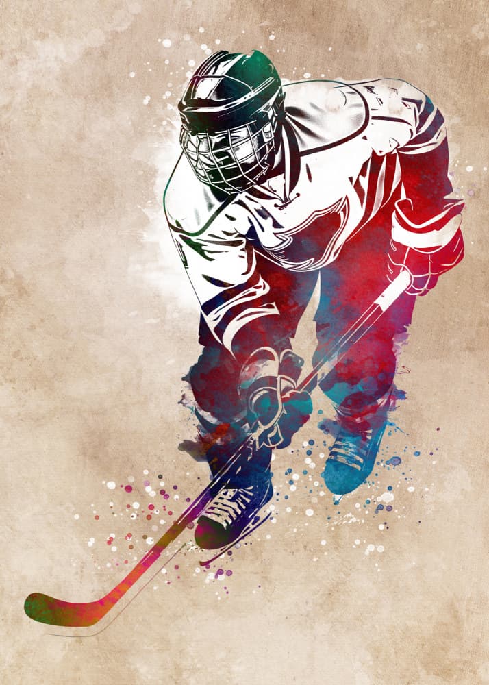 Dynamic Hockey Player by Justyna Jaszke — canvas wall art