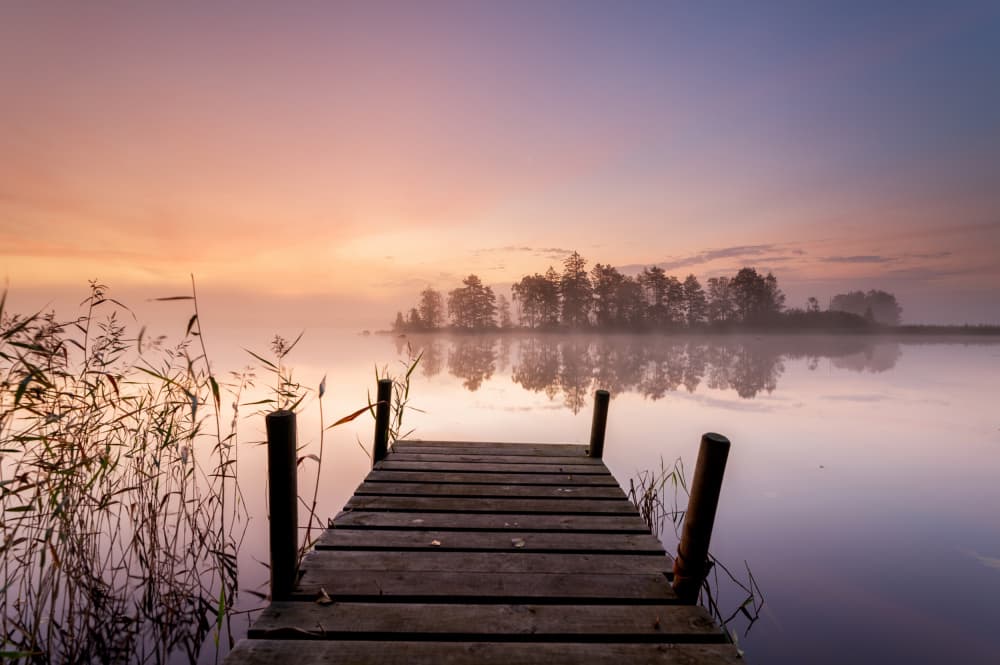 Misty Morning Pier by Keller — canvas wall art