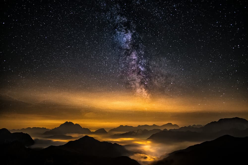 Milky Way Over Mountains by Martin Steeb — canvas wall art