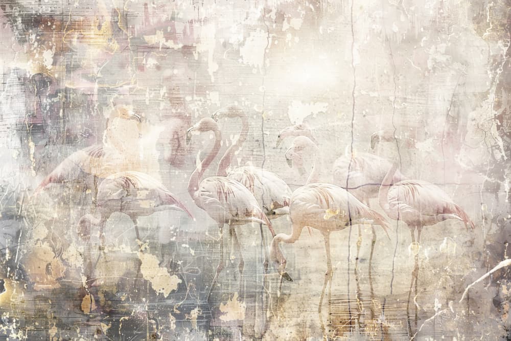 Ethereal Pink Flamingos by Rafal Kulik — canvas wall art