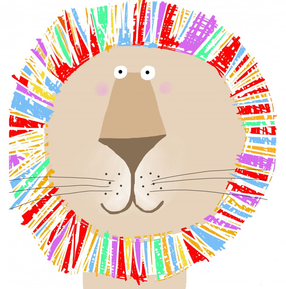 Playful Rainbow Lion by Carla Daly — canvas wall art