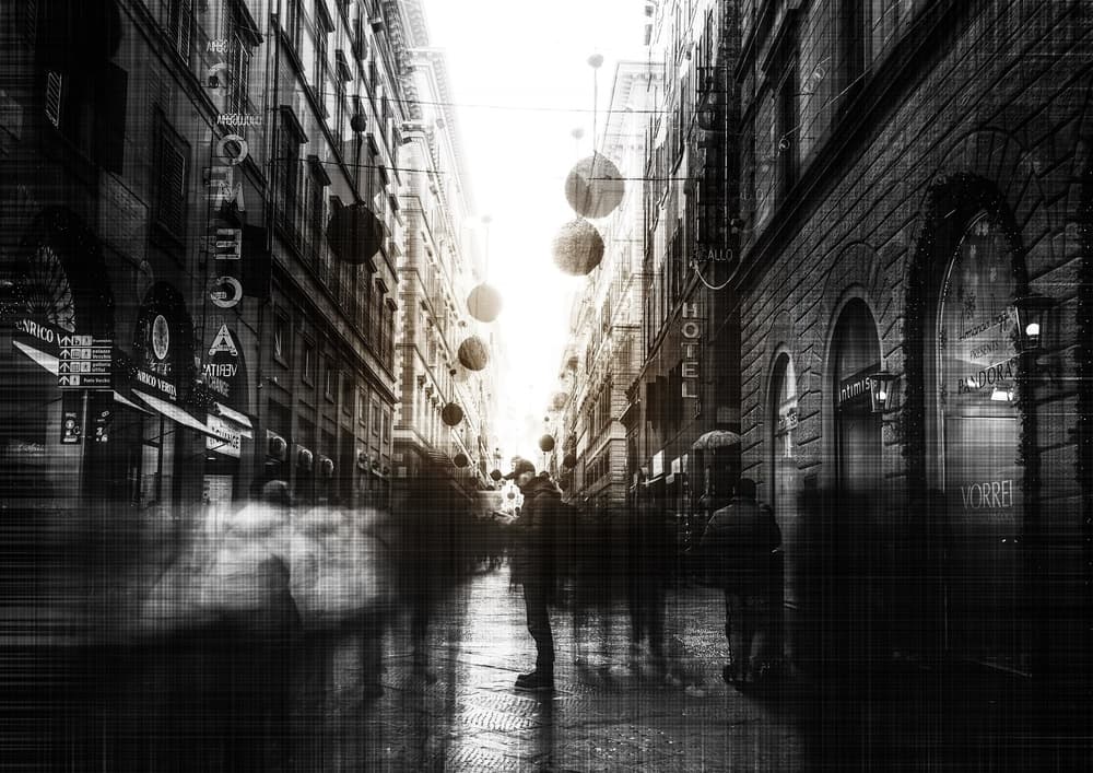Moody Night City Street by Carmine Chiriacò — canvas wall art