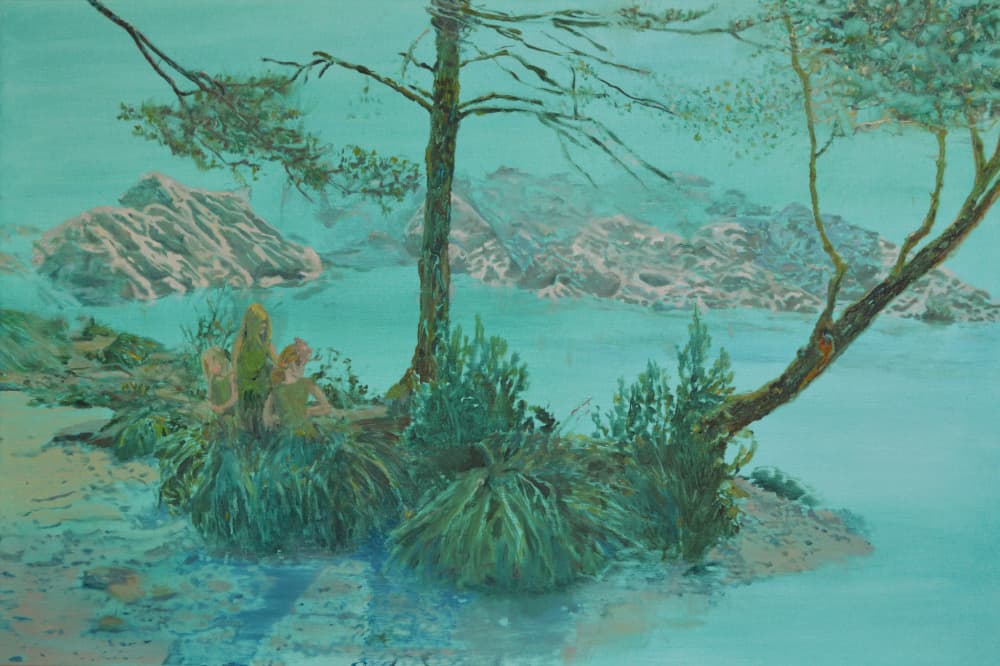 Serene Teal Lake by Karin Bos — canvas wall art