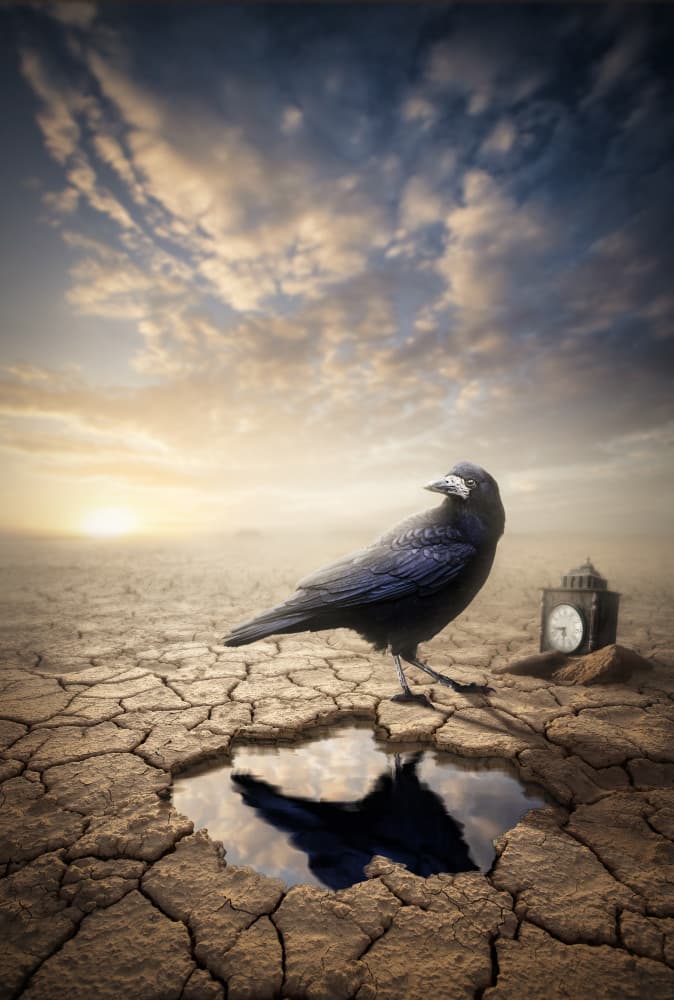 Desert Crow Time's Watch by Noam Mymon — canvas wall art
