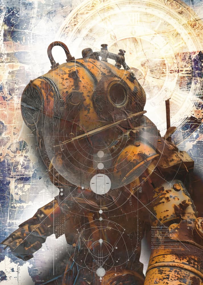 Rusted Steampunk Diver by Rafal Kulik — canvas wall art