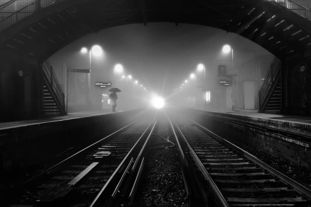 Misty Train Station by Peter Davidson — canvas wall art