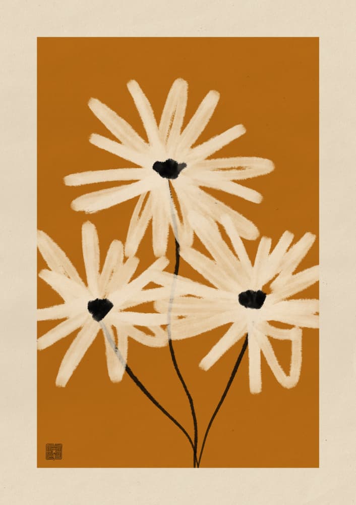 Earthy Daisy Blooms by Amaze Atelier — canvas wall art