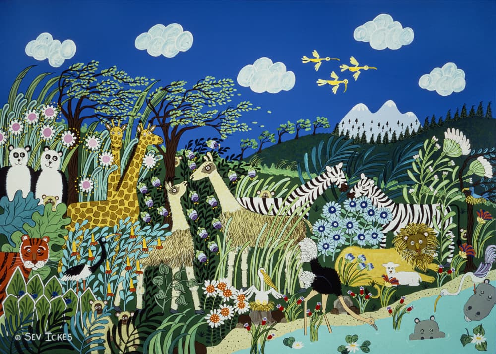 Whimsical Animal Jungle by Sev Ickes — canvas wall art