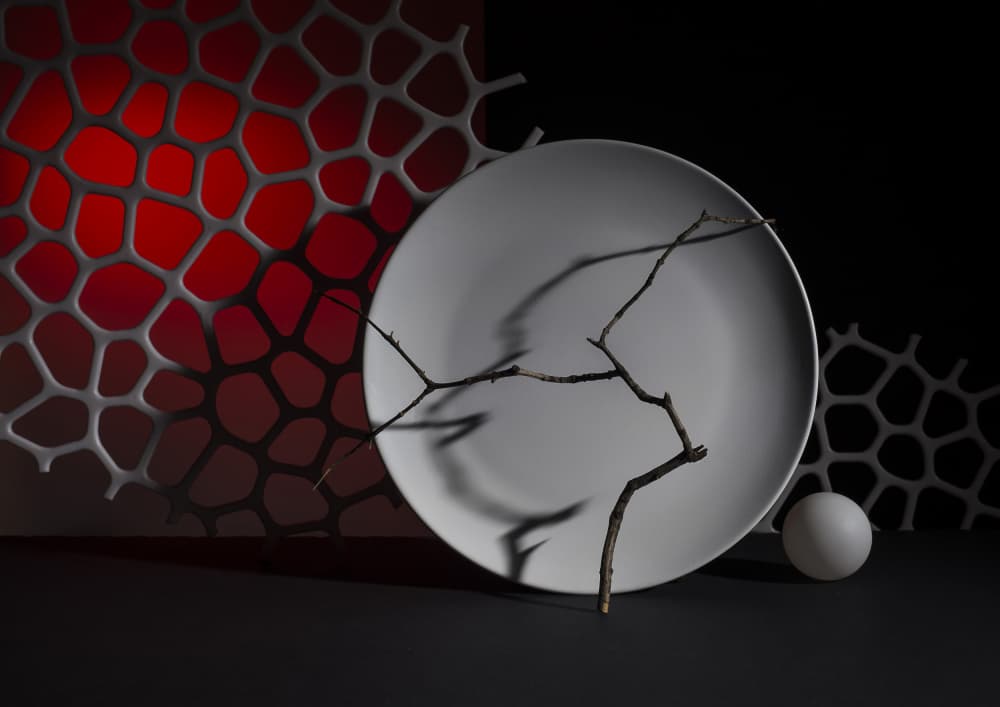 Red Geometric Still Life by Evgeniy Popov — canvas wall art
