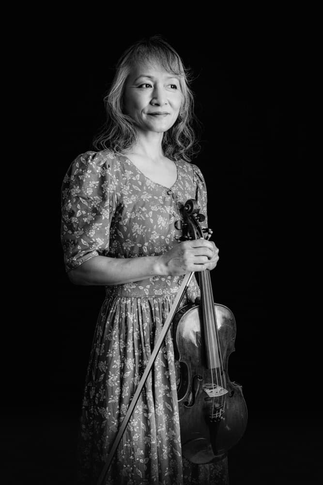 Elegant Violinist Portrait by Eiji Yamamoto — canvas wall art