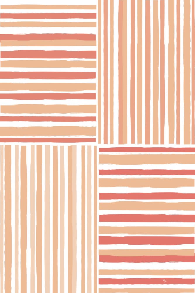 Coral Peach Striped Pattern by Martina — canvas wall art