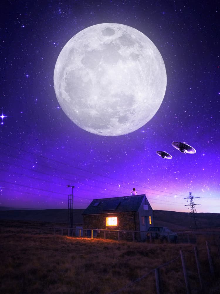 UFO Over Country House by Ritvik takkar — canvas wall art