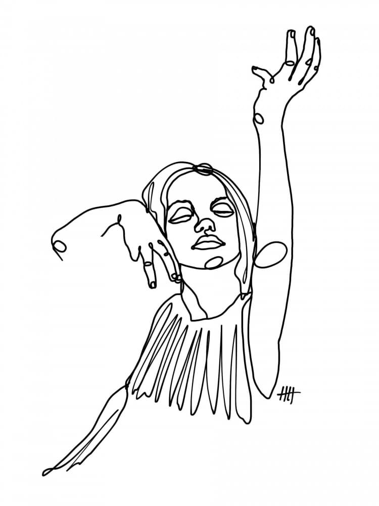Elegant Line Art Woman by Hanna Lee Tidd — canvas wall art