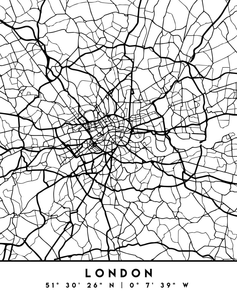Abstract London Road Map by Emiliano Deificus — canvas wall art