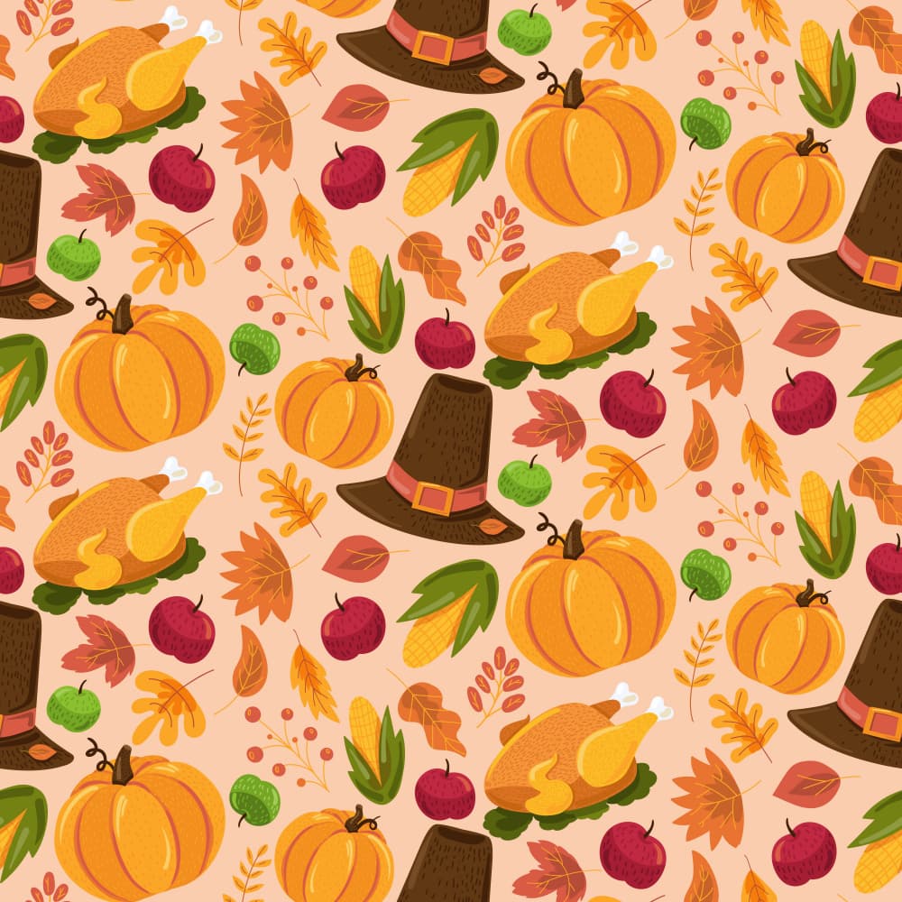Thanksgiving Feast Pattern by Marika Barsrsind — canvas wall art