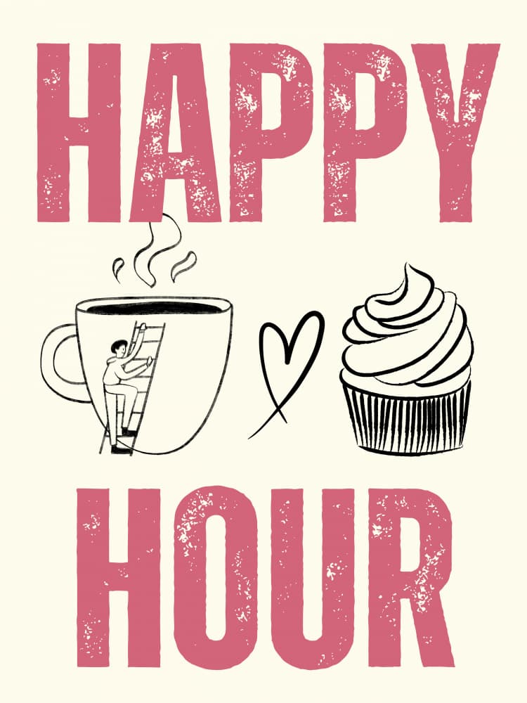 Happy Hour Coffee Cup by Elizabeth C — canvas wall art