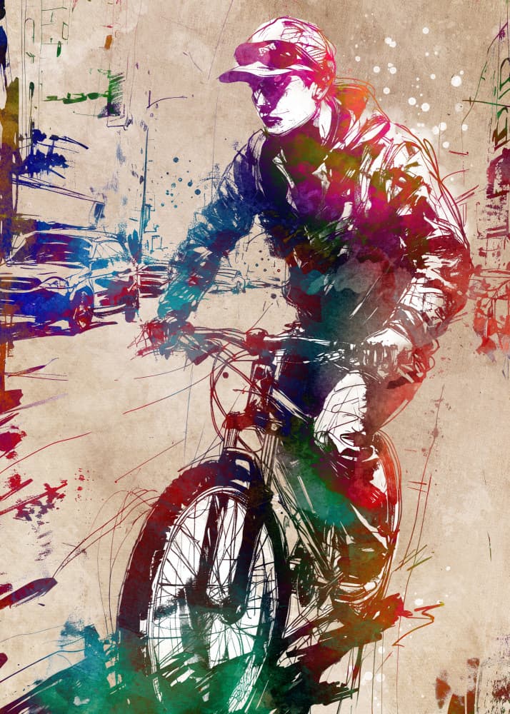 Dynamic Urban Biker by Justyna Jaszke — canvas wall art