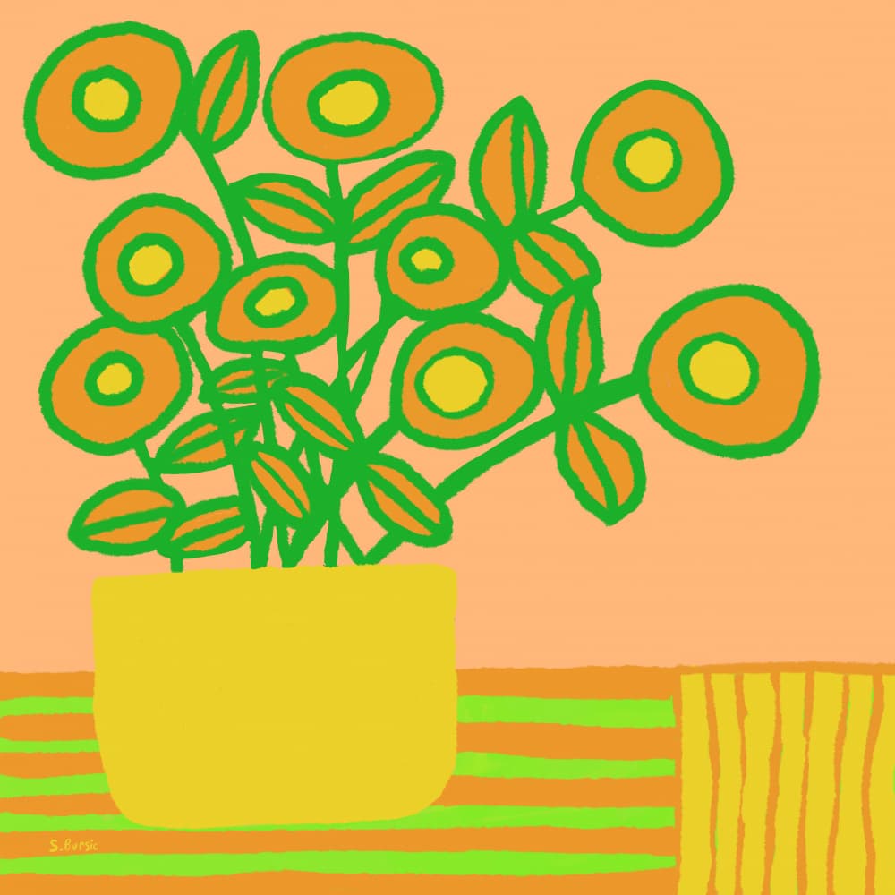 Graphic Orange Flowers by Sharyn Bursic — canvas wall art