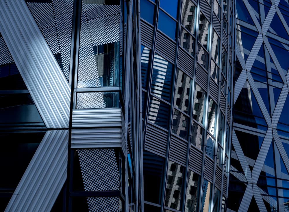 Modern Blue Architecture by YASUTOSHI HONJO — canvas wall art
