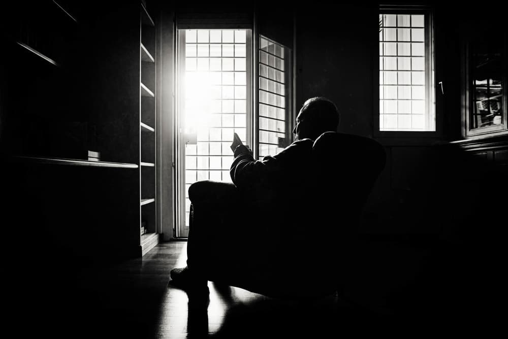 Old Man By Window by Gaia Rampon — canvas wall art