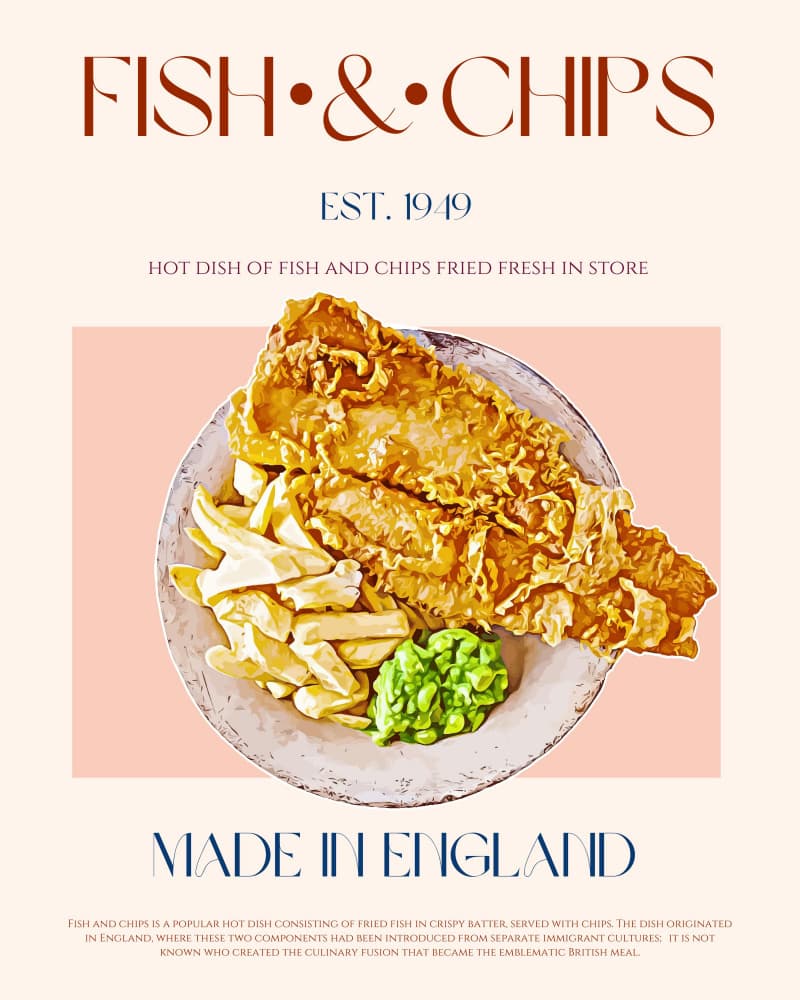 British Fish And Chips by Nazma Khokhar — canvas wall art