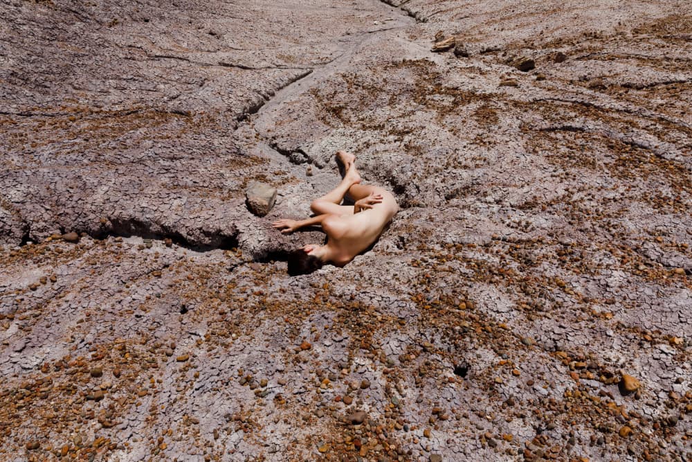 Nude Figure Arid Landscape by Amalya Shandelman — canvas wall art