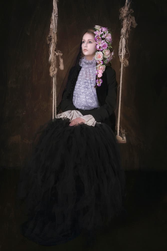 Moody Floral Swing Portrait by Carola Kayen-Mouthaan — canvas wall art