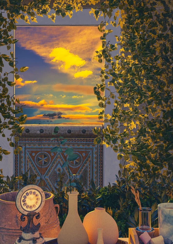 Golden Hour Window View by CosmoZach — canvas wall art