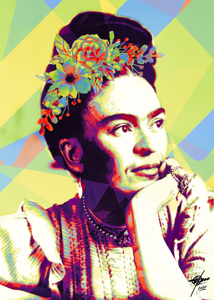 Vibrant Frida Portrait by Osvaldo Russo — canvas wall art