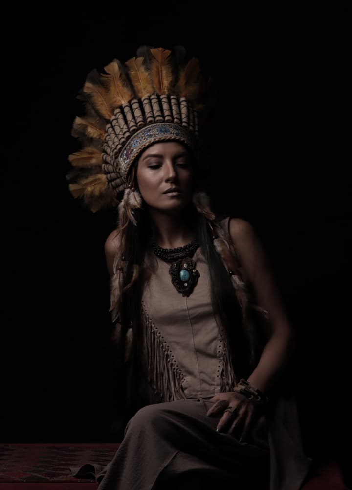 Tribal Headdress Portrait by Moein Hasheminasab — canvas wall art