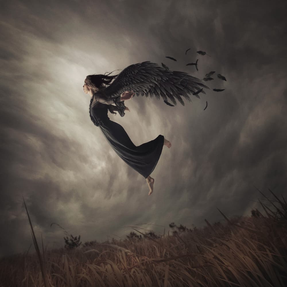 Dark Angel Floating by hardibudi — canvas wall art