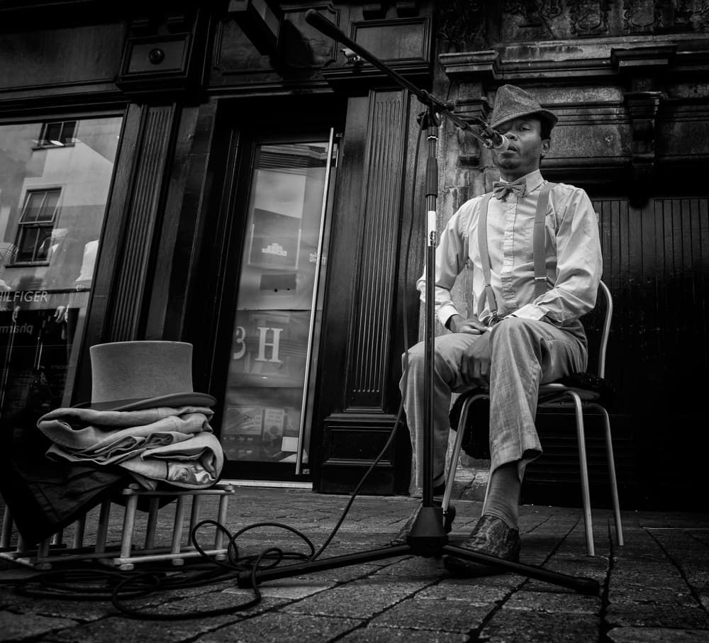 Dapper Street Musician by Jure Kravanja — canvas wall art