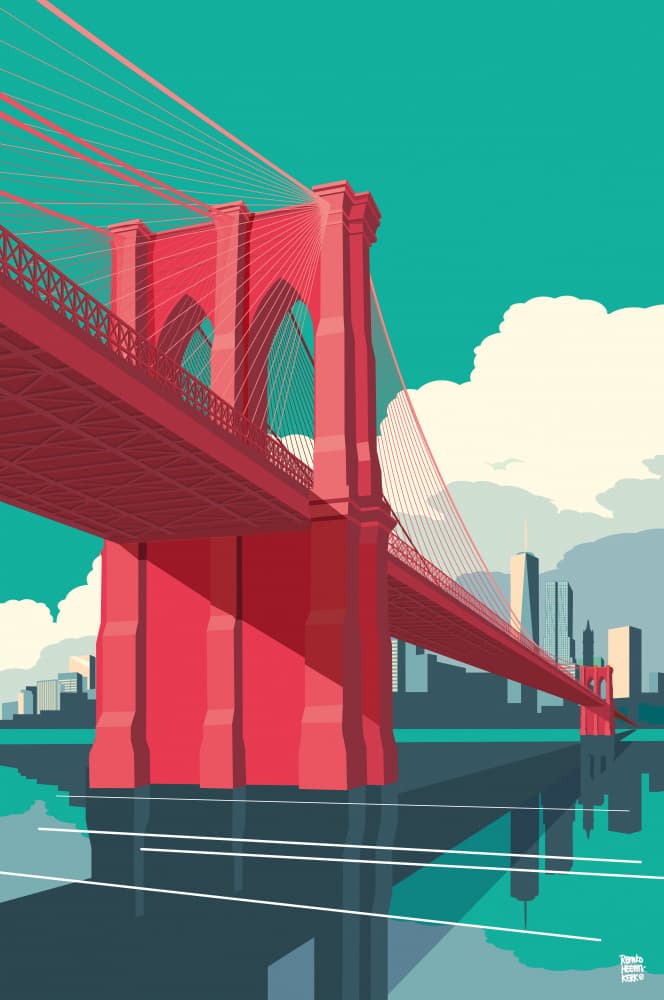 Brooklyn Bridge Reflections by Remko Heemskerk — canvas wall art