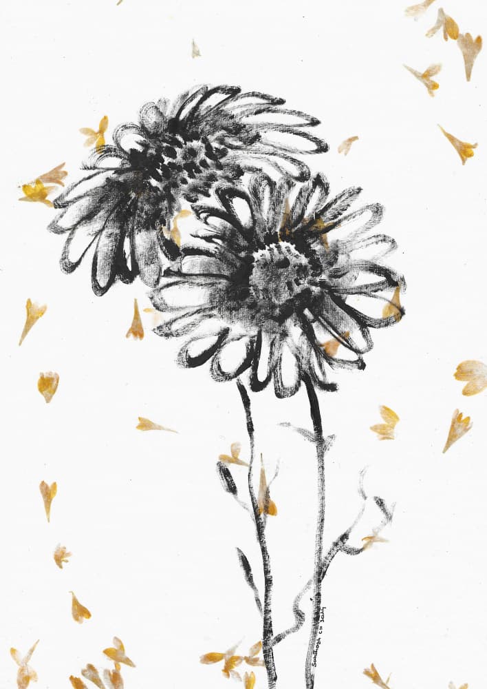 Falling Black Blooms by Santhosh ch — canvas wall art