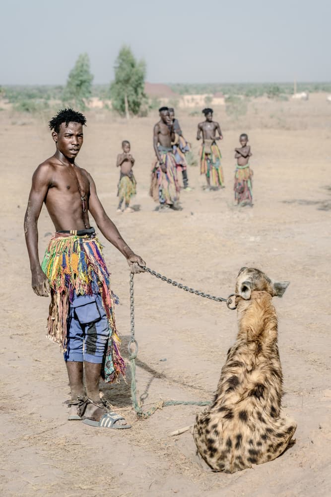 African Hyena Handler by Trevor Cole — canvas wall art