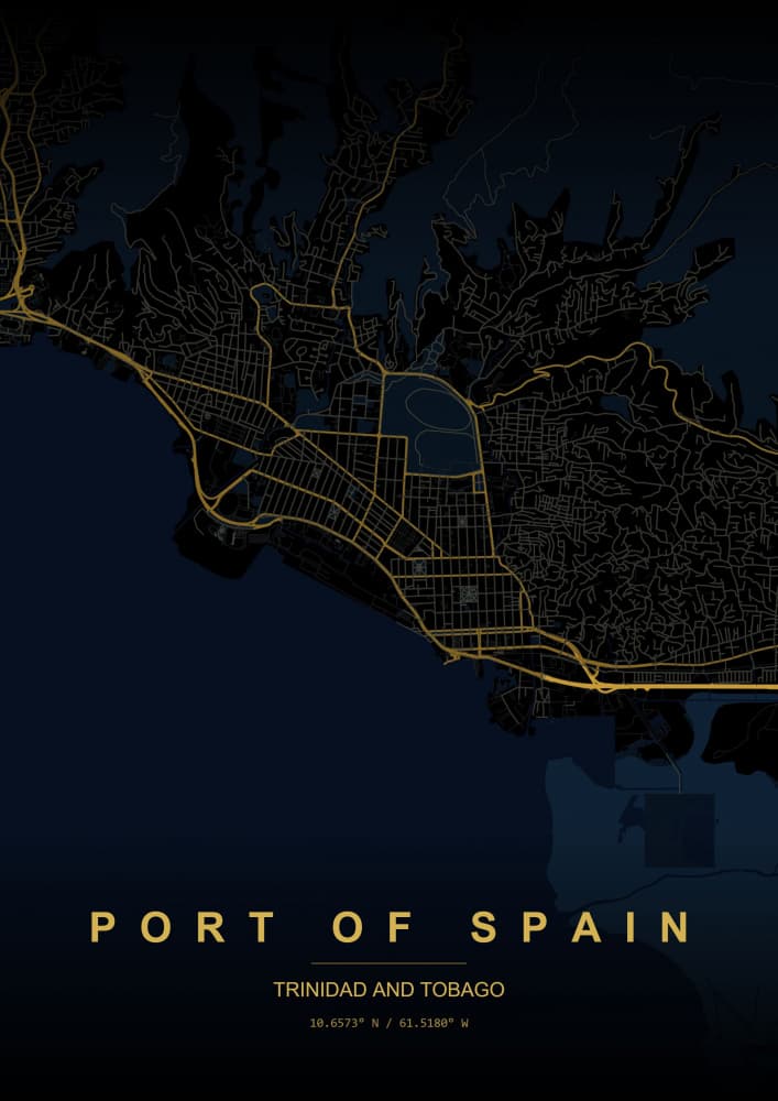 Port Of Spain Night Glow by HUGO — canvas wall art