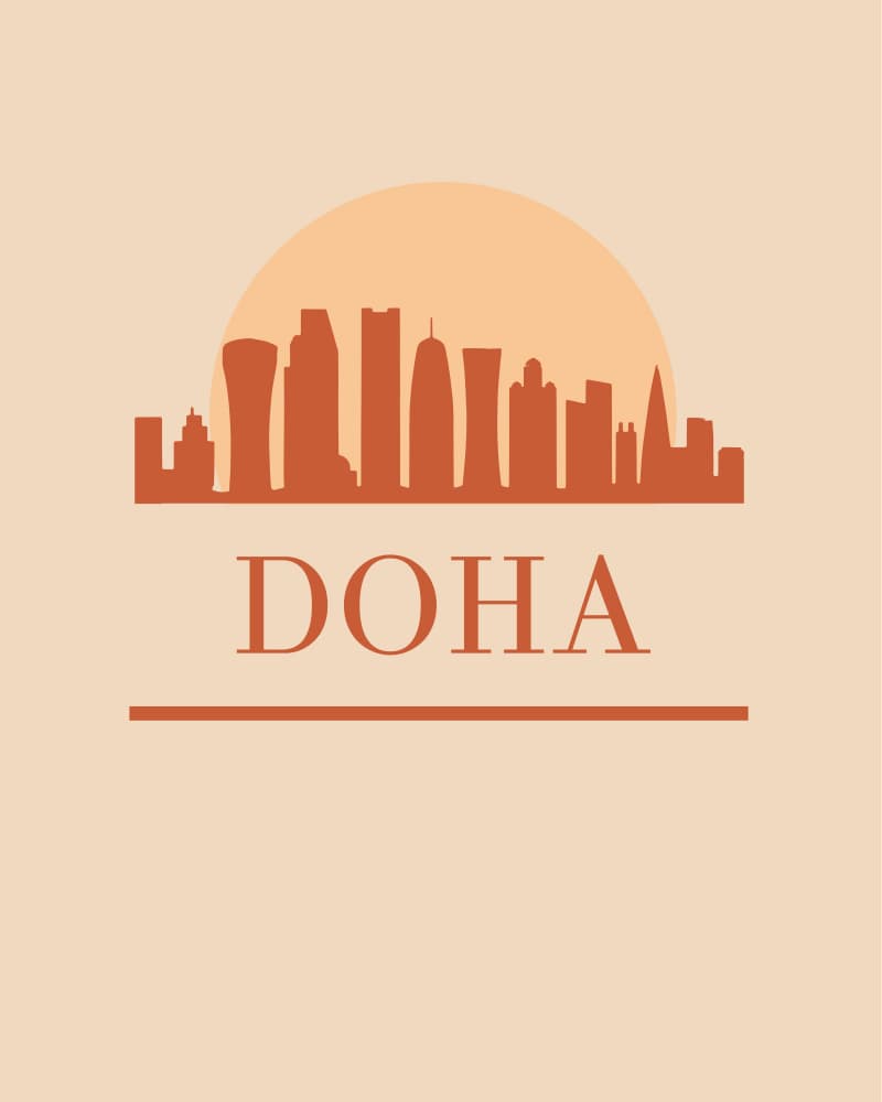 Doha Sunset Skyline by Emiliano Deificus — canvas wall art