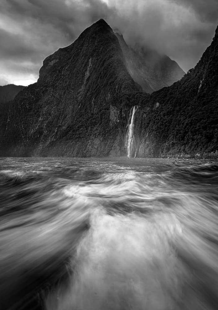 Moody Fjord Waterfall by Yuan Su — canvas wall art