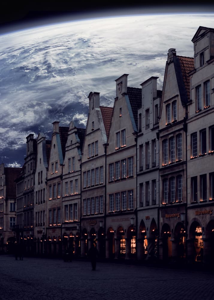 Planet Earth Cityscape by Ariz Rab — canvas wall art