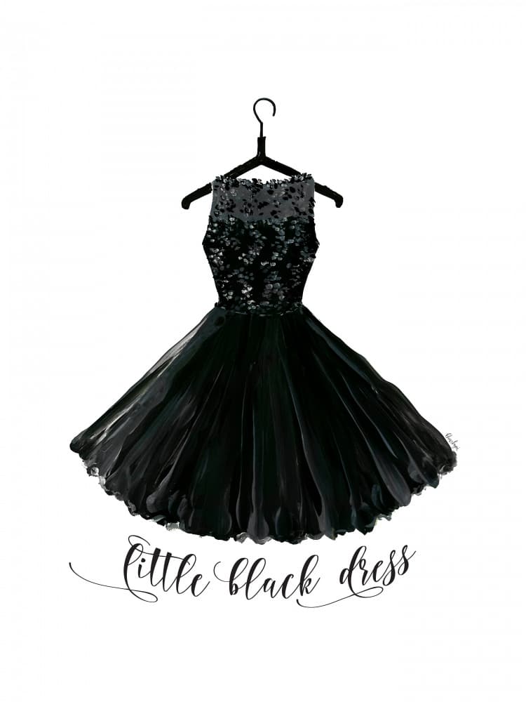 Little black dress in hanger by Rosana Laiz Blursbyai — canvas wall art