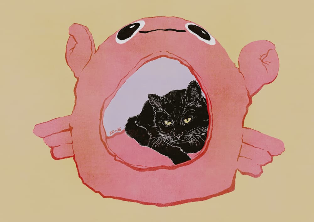 Black Cat Crab Home by Katariina Kosunen — canvas wall art