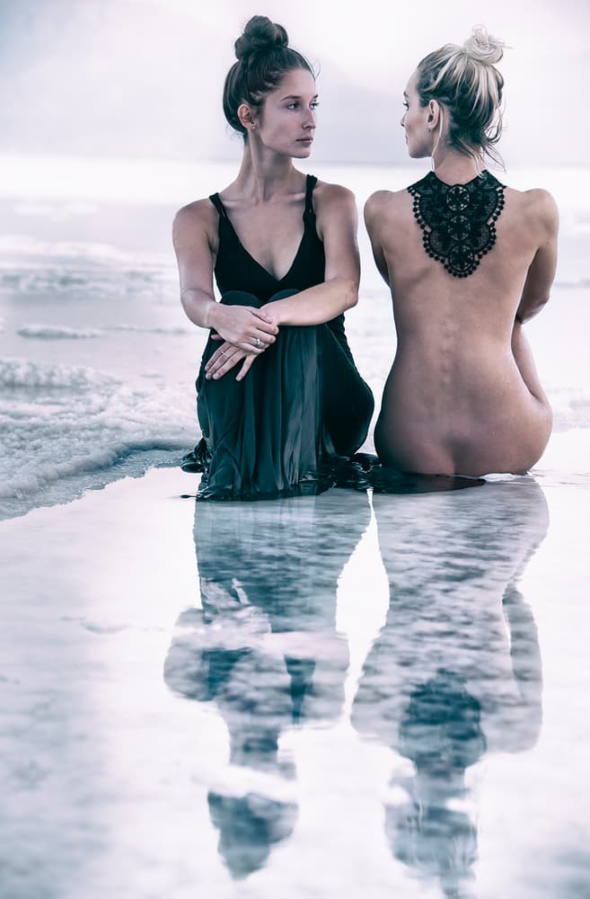 Two Women Reflected Calm by MAYA ILTUS — canvas wall art
