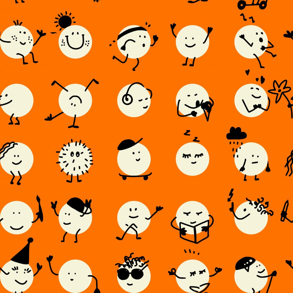 Cheerful Character Doodles by Annick — canvas wall art