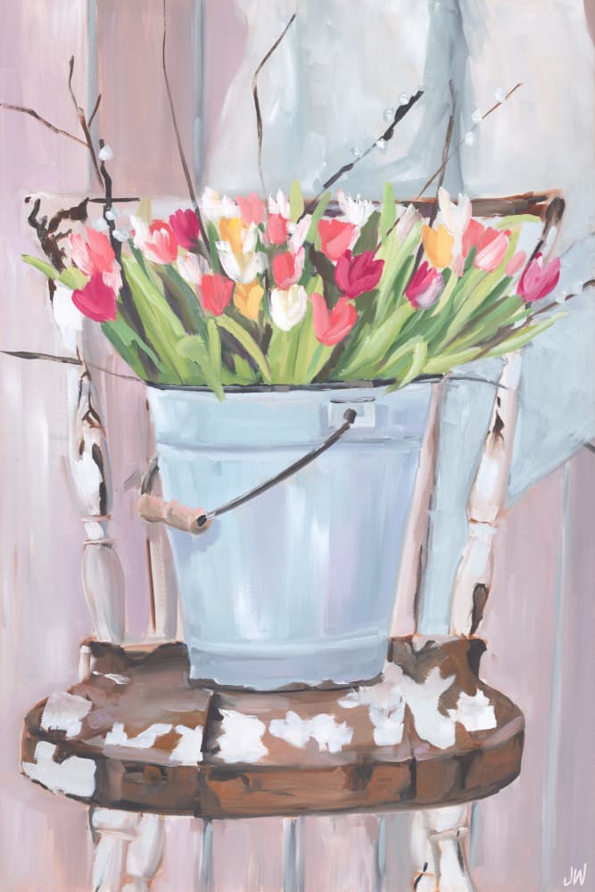 Bucket of Flowers by Jenny Westenhofer — canvas wall art