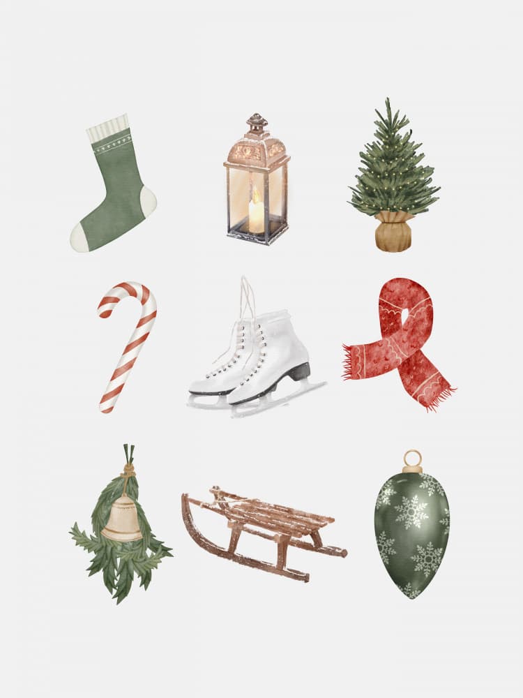 Festive Winter Elements by Jolly and Dash — canvas wall art