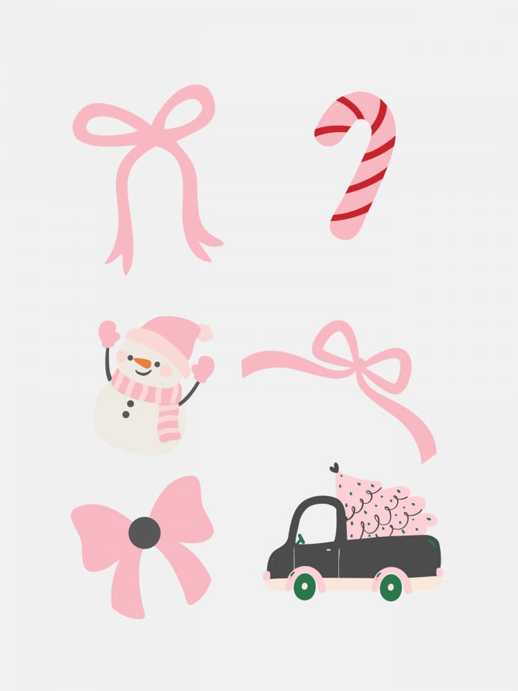 Pink Christmas Icons by Jolly and Dash — canvas wall art