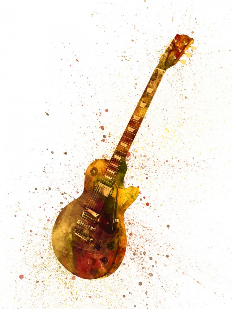 Vibrant Guitar Splatter by Michael Tompsett — canvas wall art