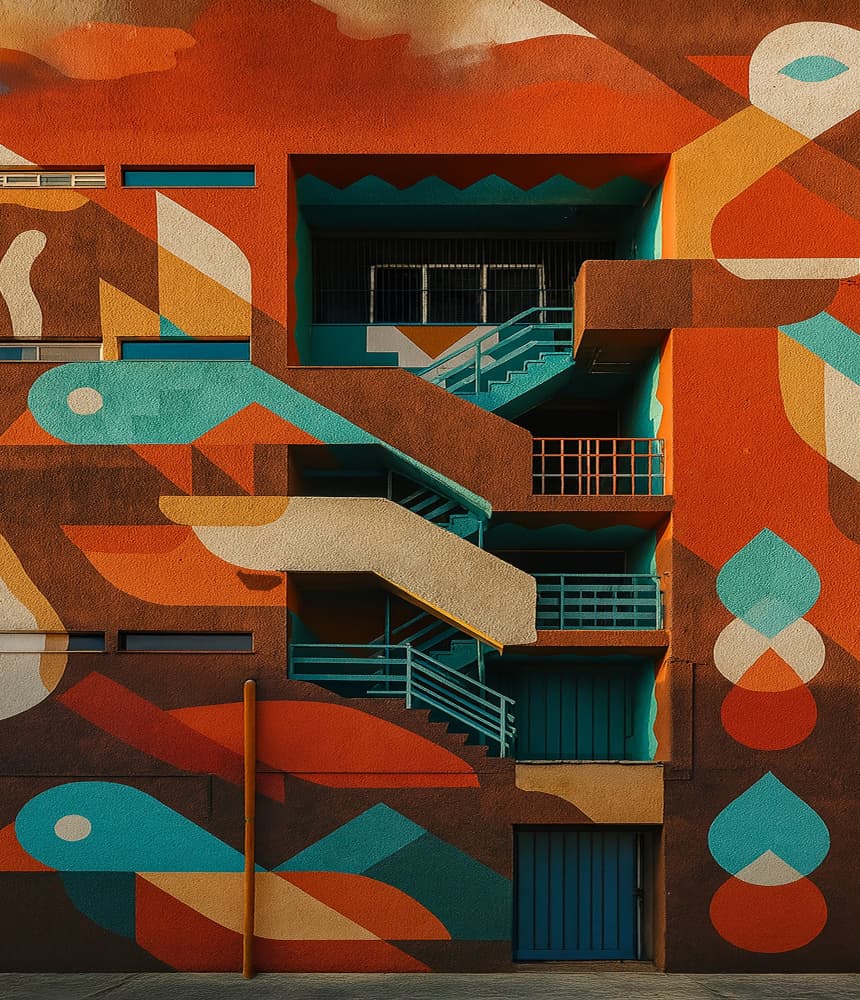 Vibrant Geometric Building by Arnon Orbach — canvas wall art