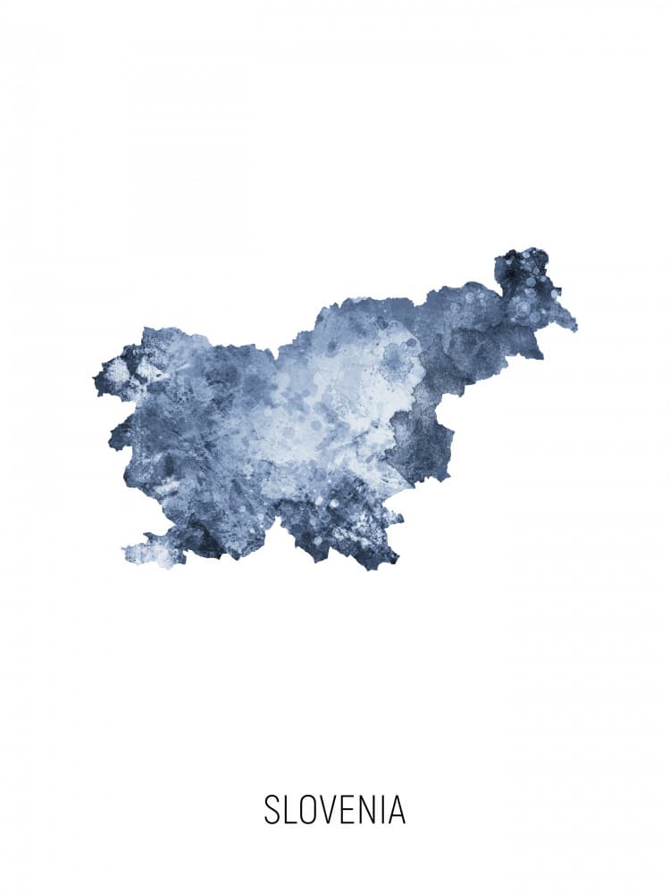 Slovenia Watercolor Map by Michael Tompsett — canvas wall art
